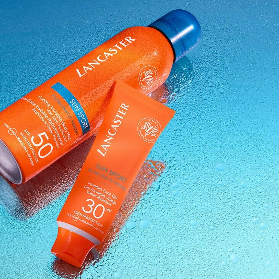 Lancaster Solaire Brume Invisible Rafraîchissante Application Peau Mouillée Spf50 - Sun Sport