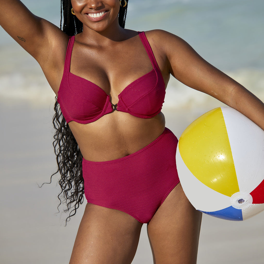  Sans Complexe Bain Culotte De Bain Taille Haute Rouge - Glamourous Textured Glamourous Textured