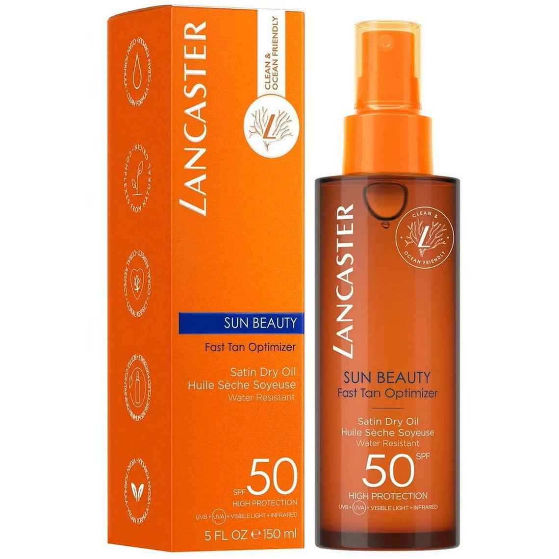  Lancaster Solaire Huile Sèche Soyeuse Accélératrice De Bronzage Spray Spf50 - Sun Beauty