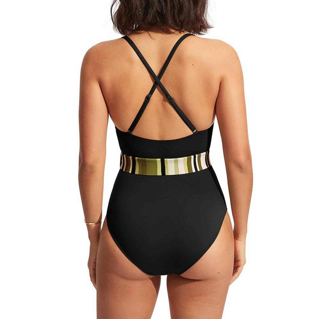  Seafolly Maillot De Bain 1 Pièce Avec Ceinture Sun Stripe