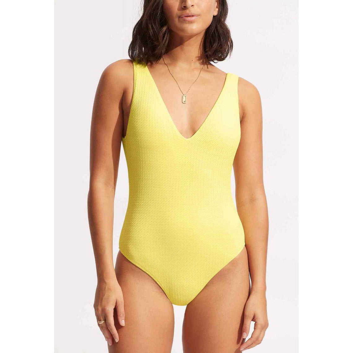  Seafolly Maillot De Bain 1 Pièce Plongeant - Jaune Sea Dive