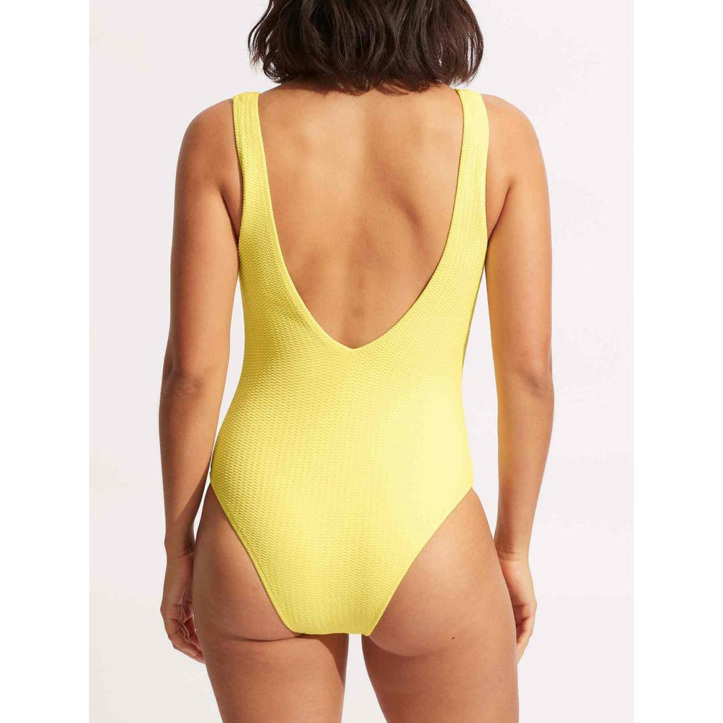  Seafolly Maillot De Bain 1 Pièce Plongeant - Jaune Sea Dive