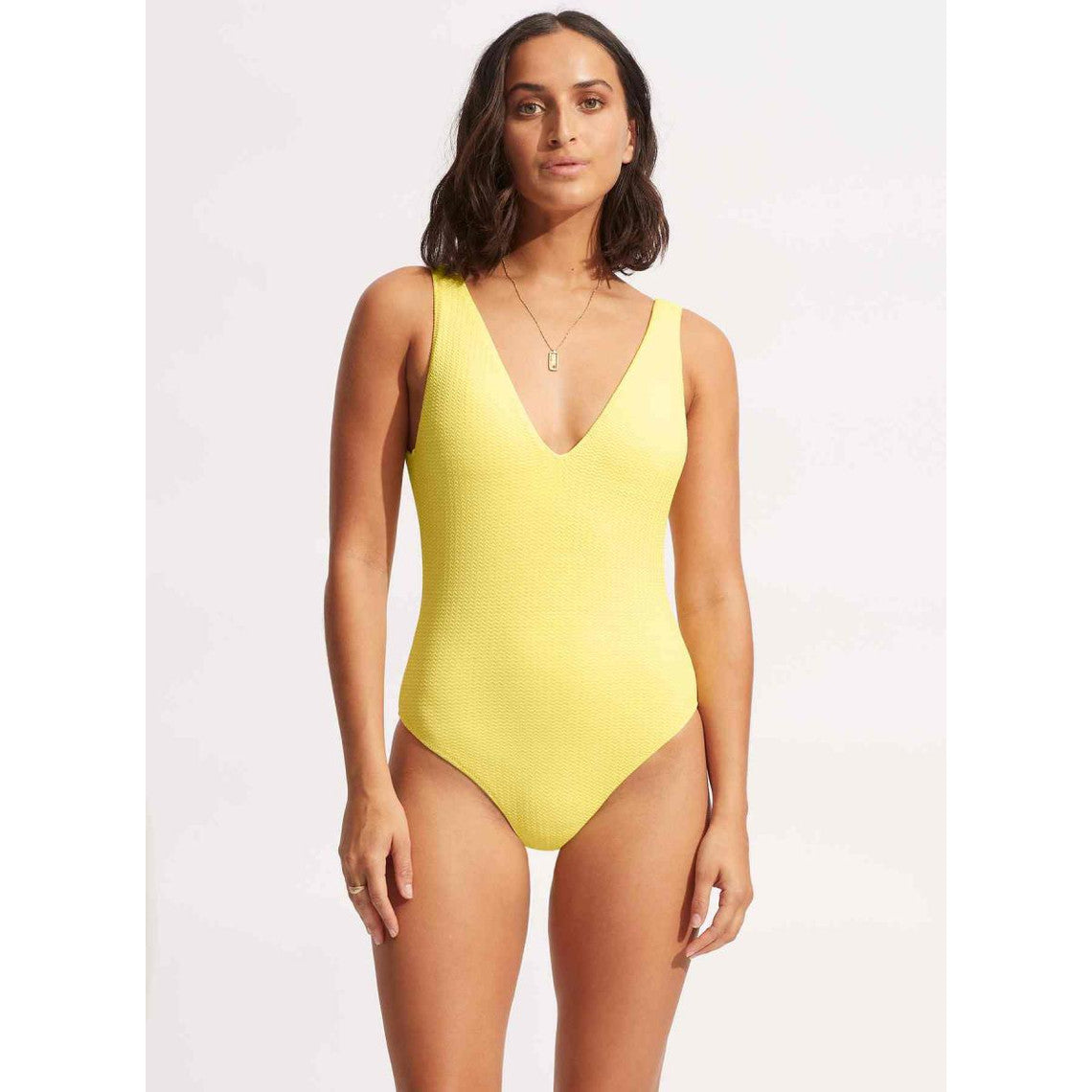  Seafolly Maillot De Bain 1 Pièce Plongeant - Jaune Sea Dive