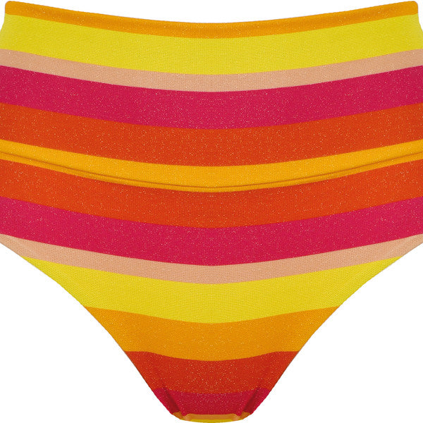  Naturana Culotte De Bikini Taille Haute à Rayures - Grenadine SMALL ESCAPES - SUNSET